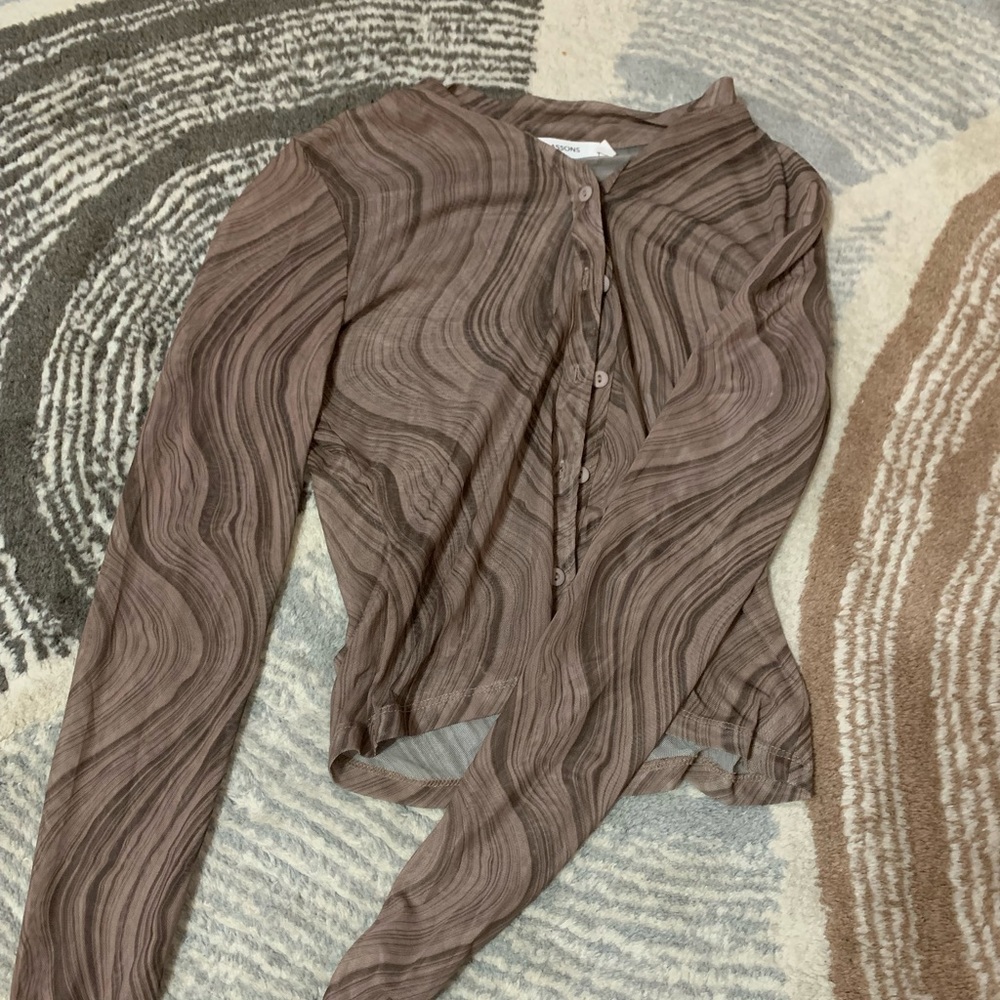 Glassons translucent long sleeve brown shirt 🤍 - Picture 1 of 3